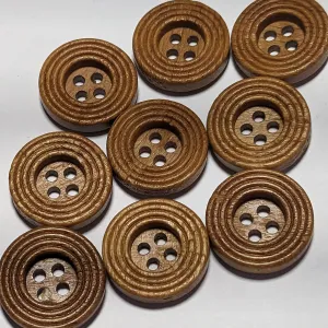 18mm Beech Wood 4 Hole Patterned Buttons