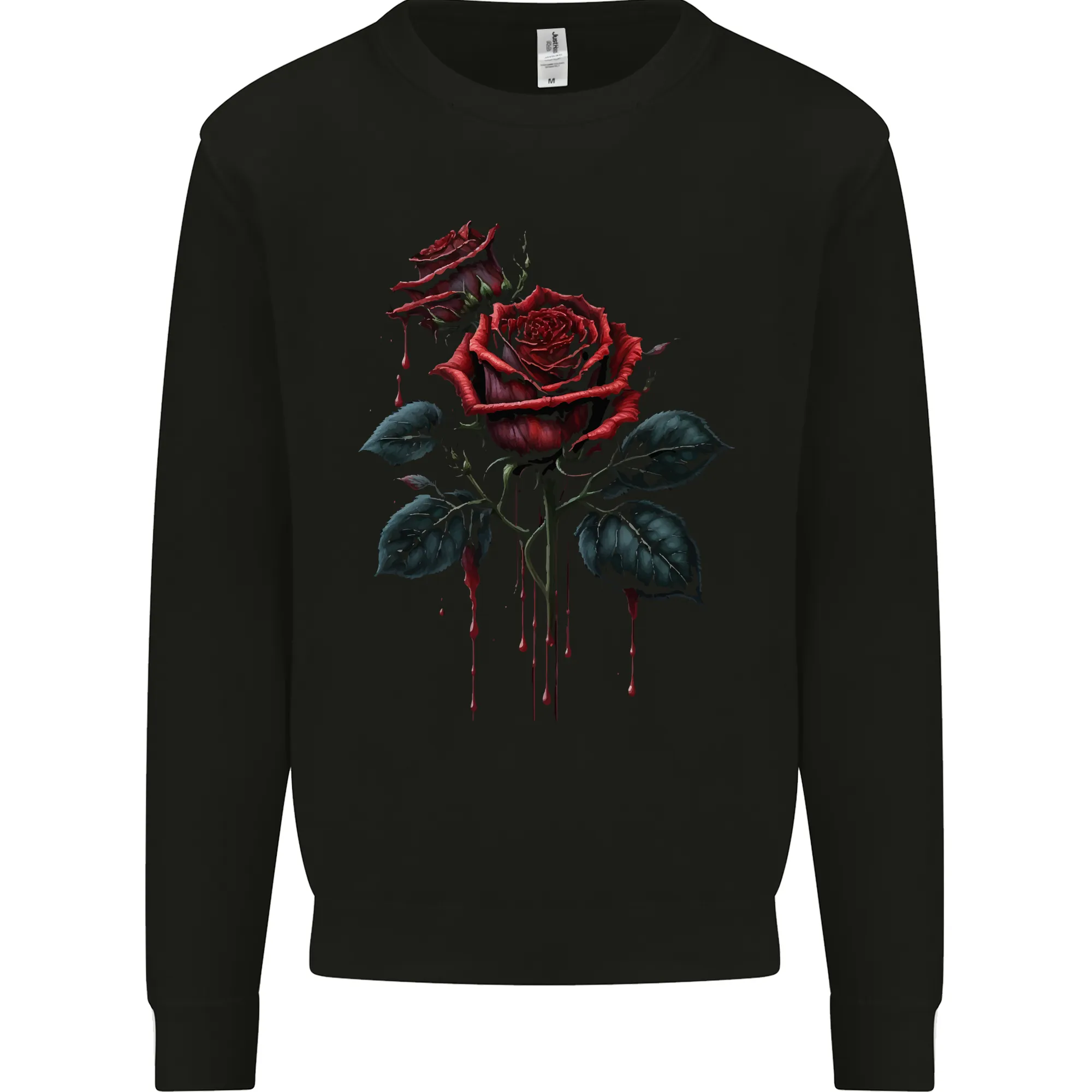 2 Roses Dripping With Blood Gothic Goth Mens Sweatshirt Jumper