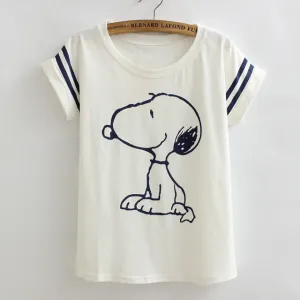 2016 summer style new women tops round neck short sleeve t shirt female cute dog cotton t-shirt women loose casual tees