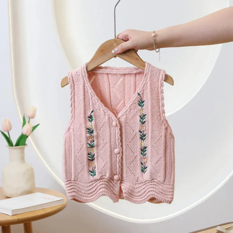 2024 New Unisex Kids' Knit Vest Cardigan with Rustic Fairy Style, Elegant and Casual Elves Design, Cute and Lively Trendy Fashio