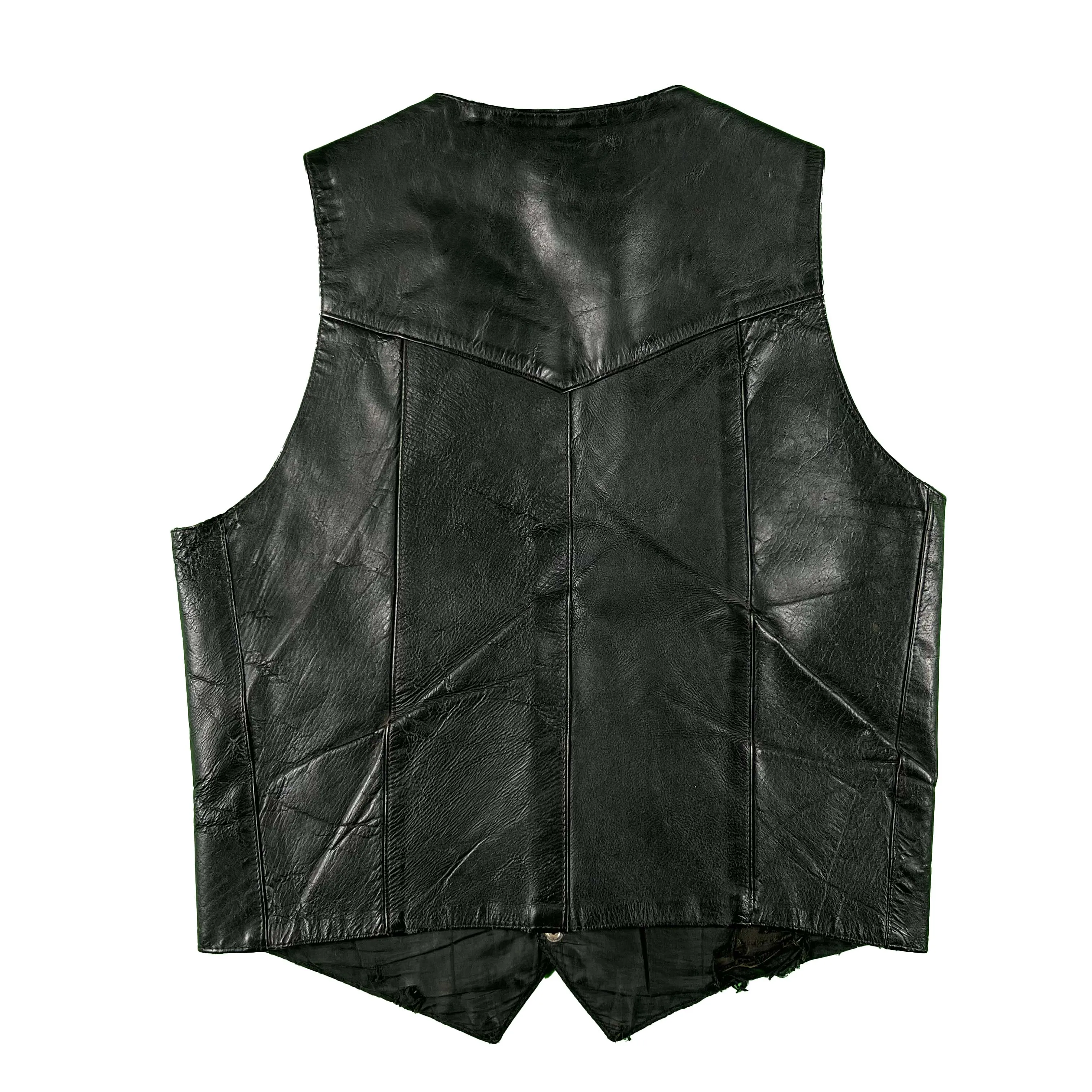 90s Harley Davidson Black Leather Biker Vest- L