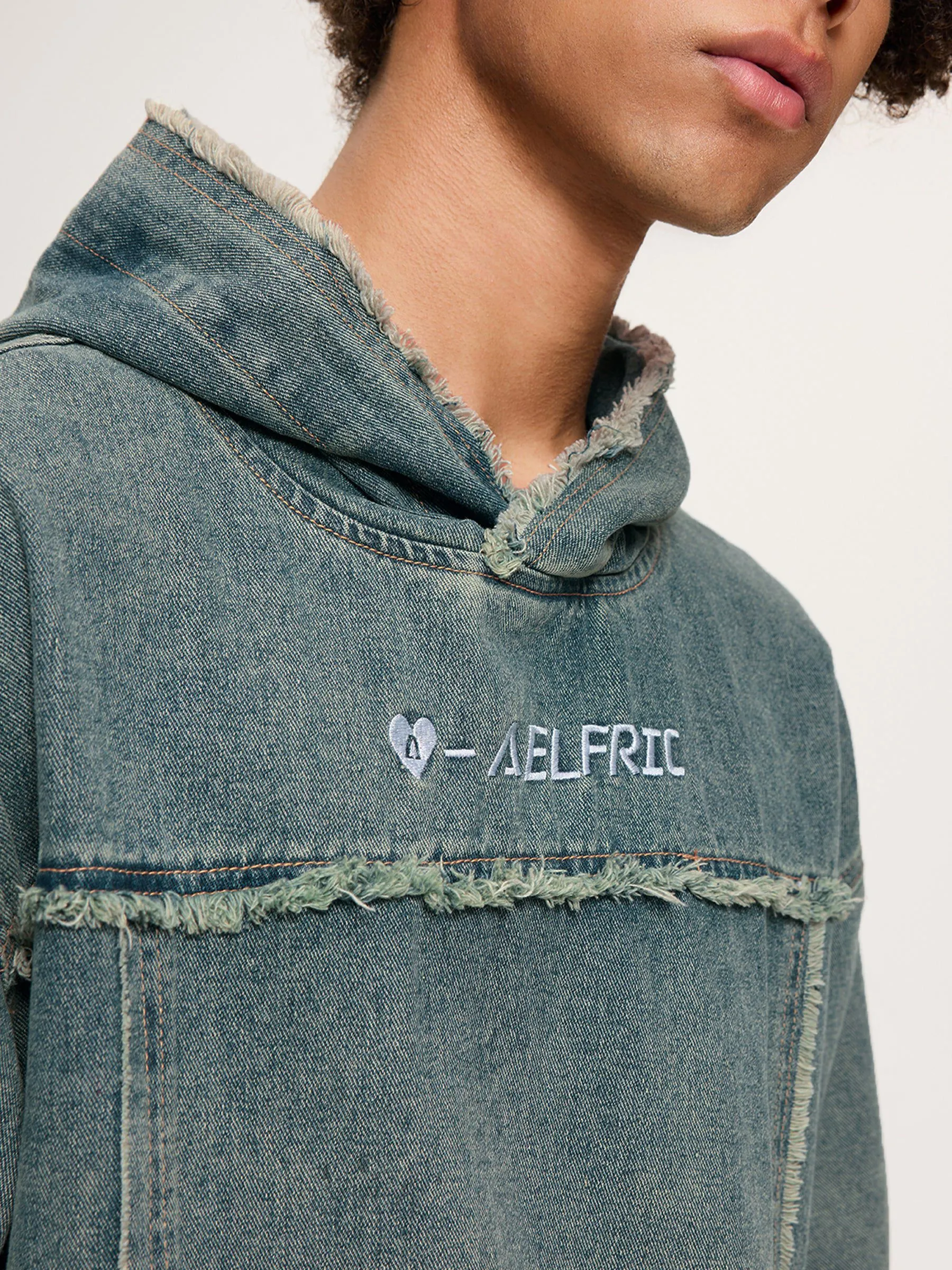 Aelfric Eden Fringe Denim Washed Hoodie