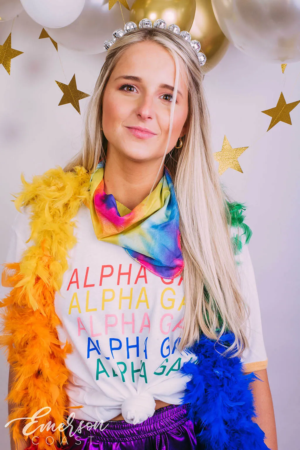 Alpha Gam Colorful Bid Day Ringer Tee