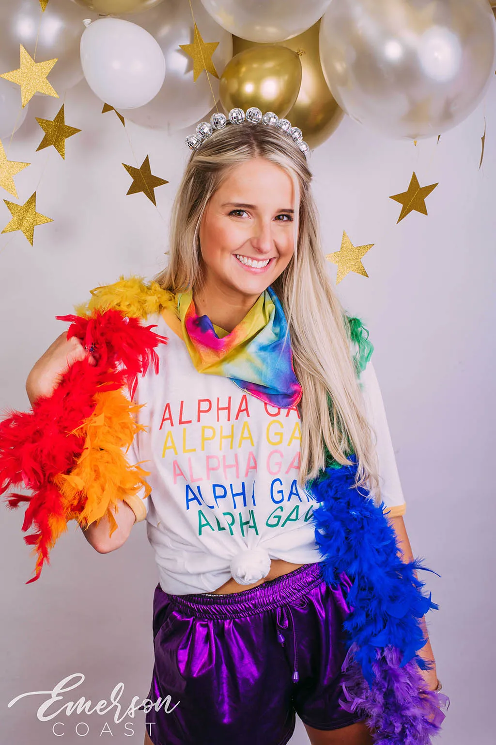 Alpha Gam Colorful Bid Day Ringer Tee