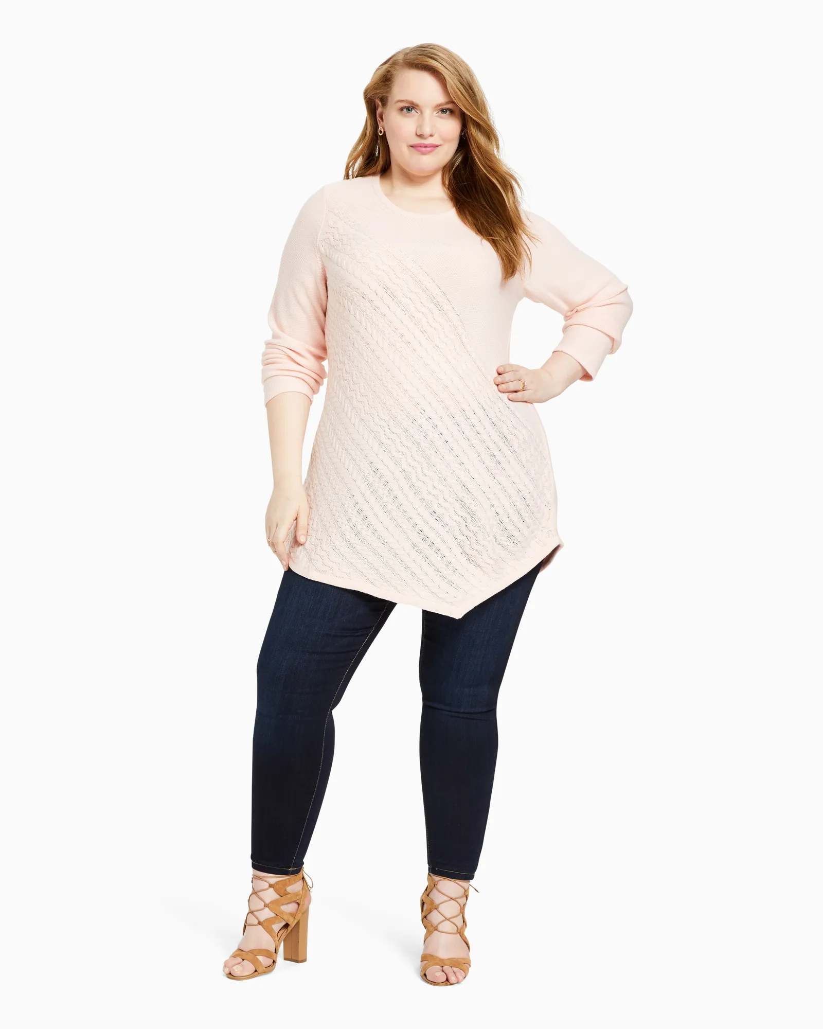 Andrea Asymmetrical Cable Sweater | Pink