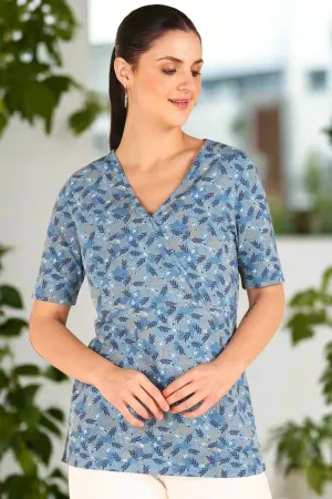 Aqua Blue Zipless Maternity Feeding Top