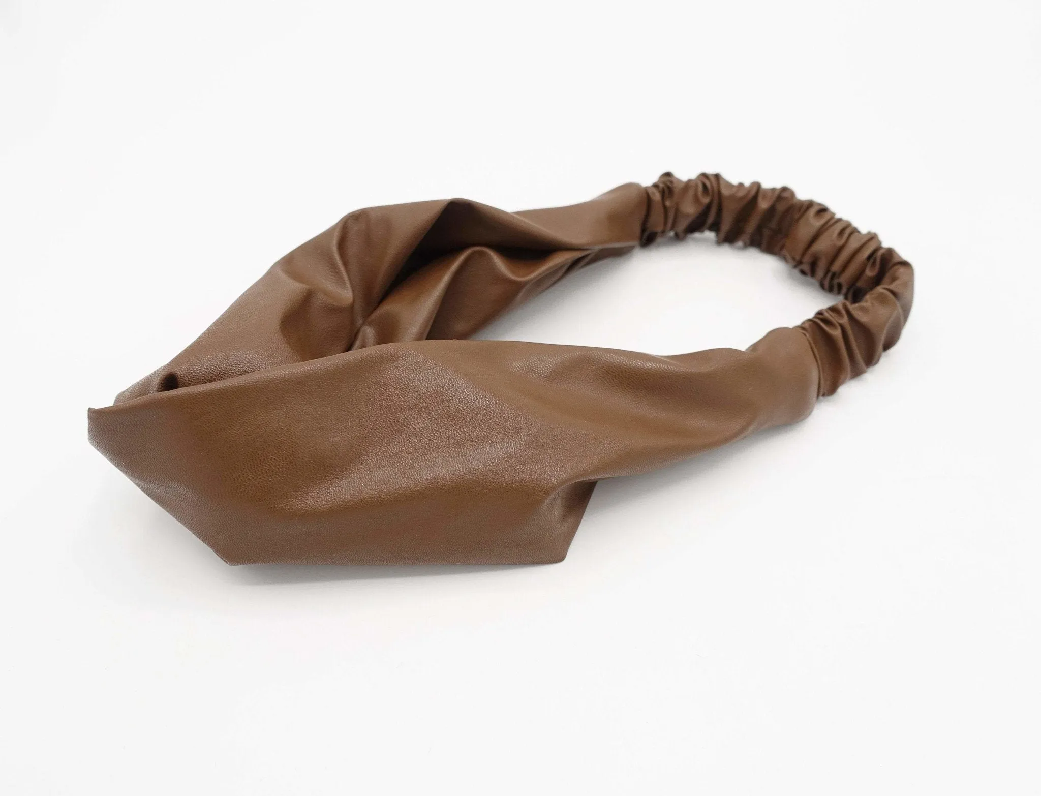 basic leather elastic turban headband