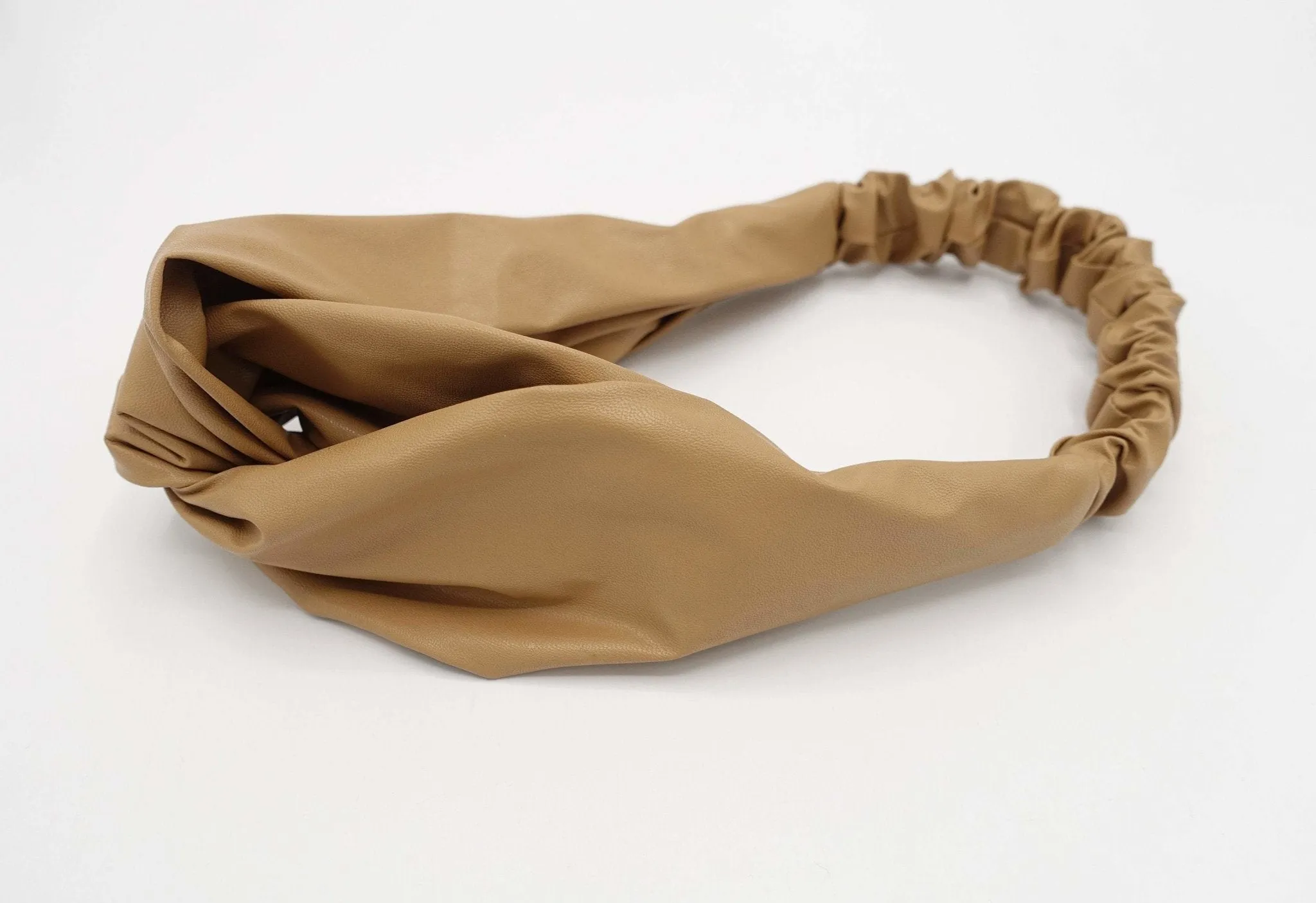 basic leather elastic turban headband