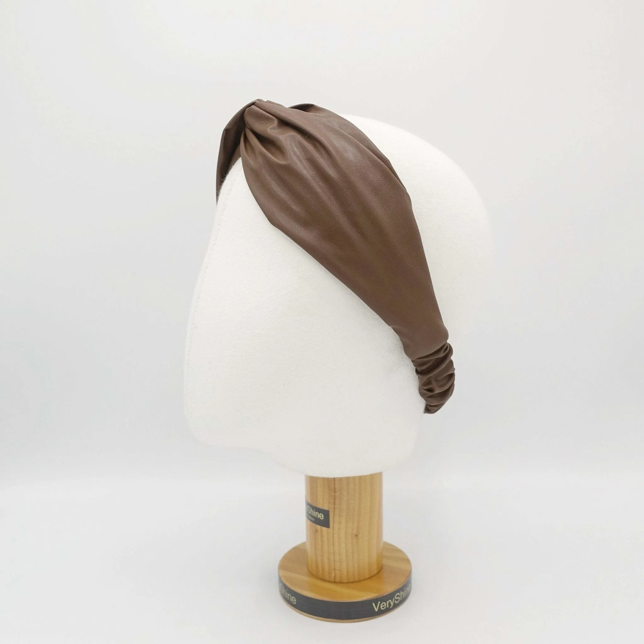 basic leather elastic turban headband