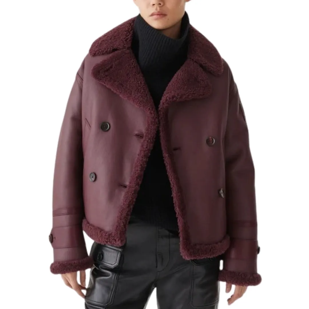 Belstaff Cedar Redwood Burgundy Sherling Leather Jacket