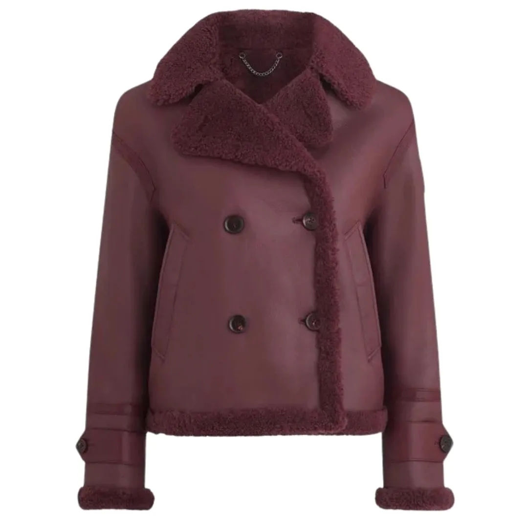 Belstaff Cedar Redwood Burgundy Sherling Leather Jacket