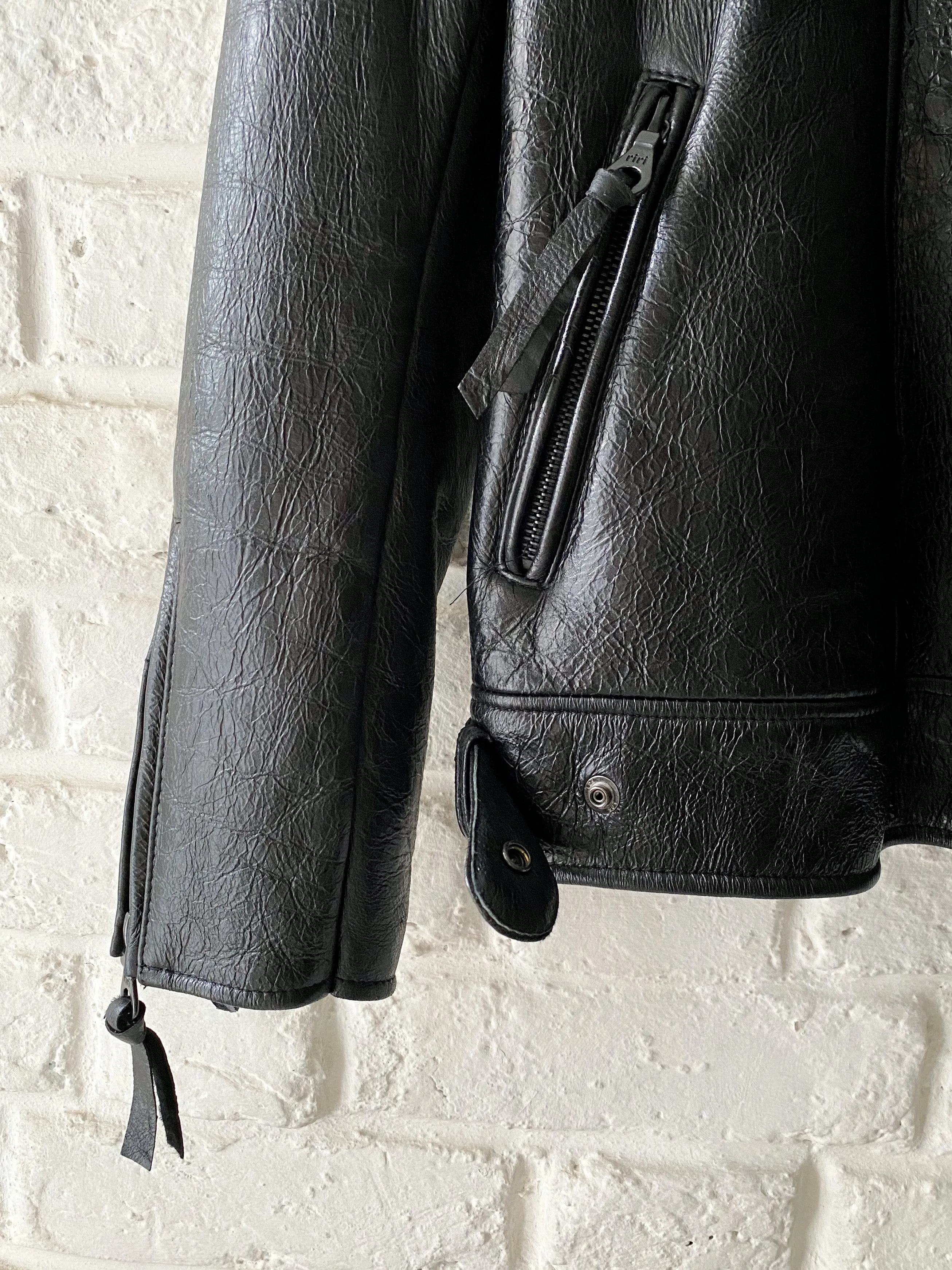 Black Leather Shearling Biker Jacket