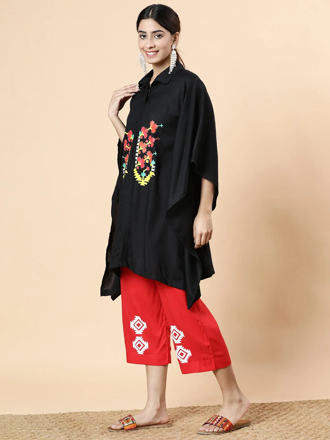 Black Rayon ShirtKurta - Noor