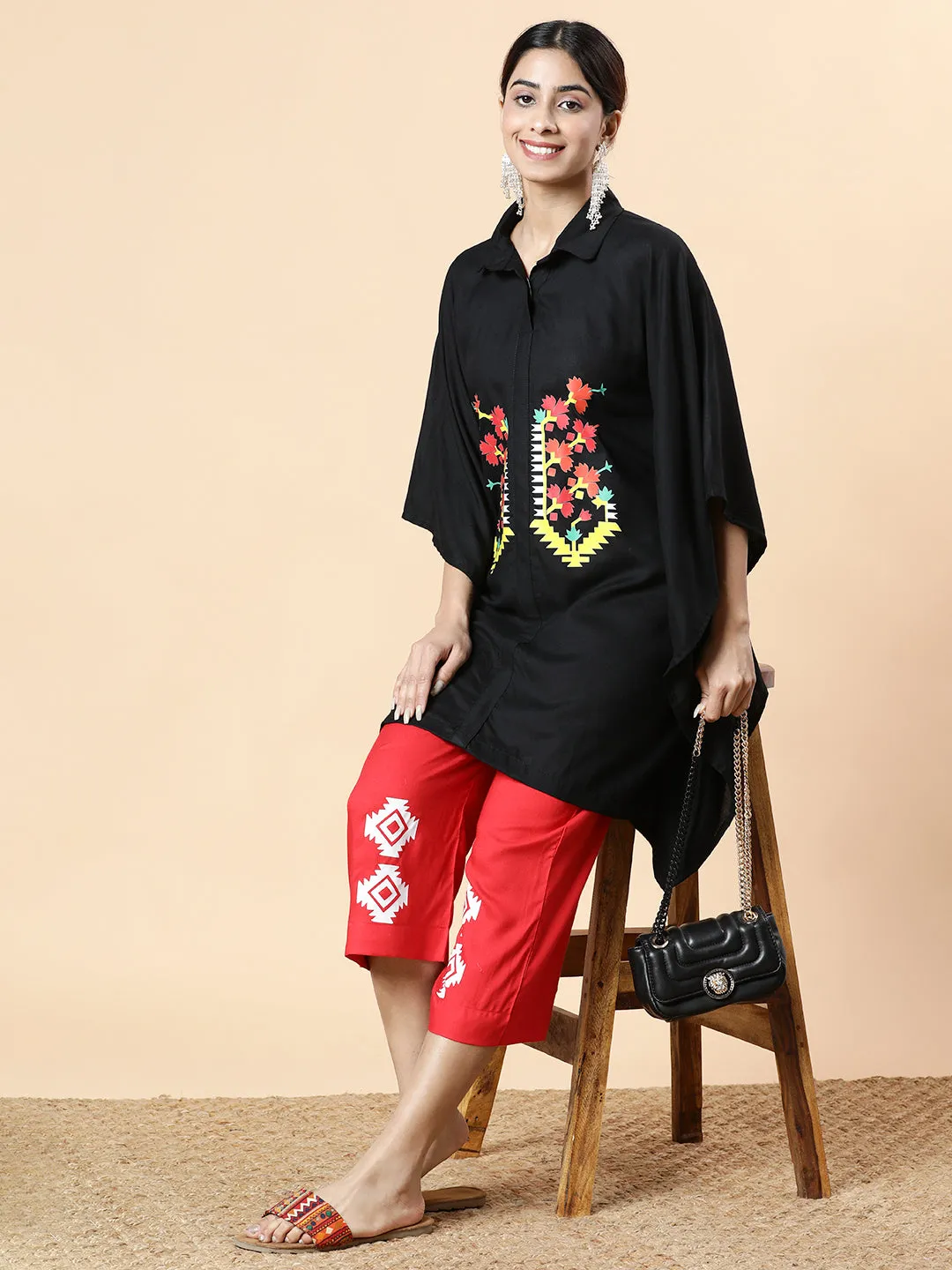 Black Rayon ShirtKurta - Noor