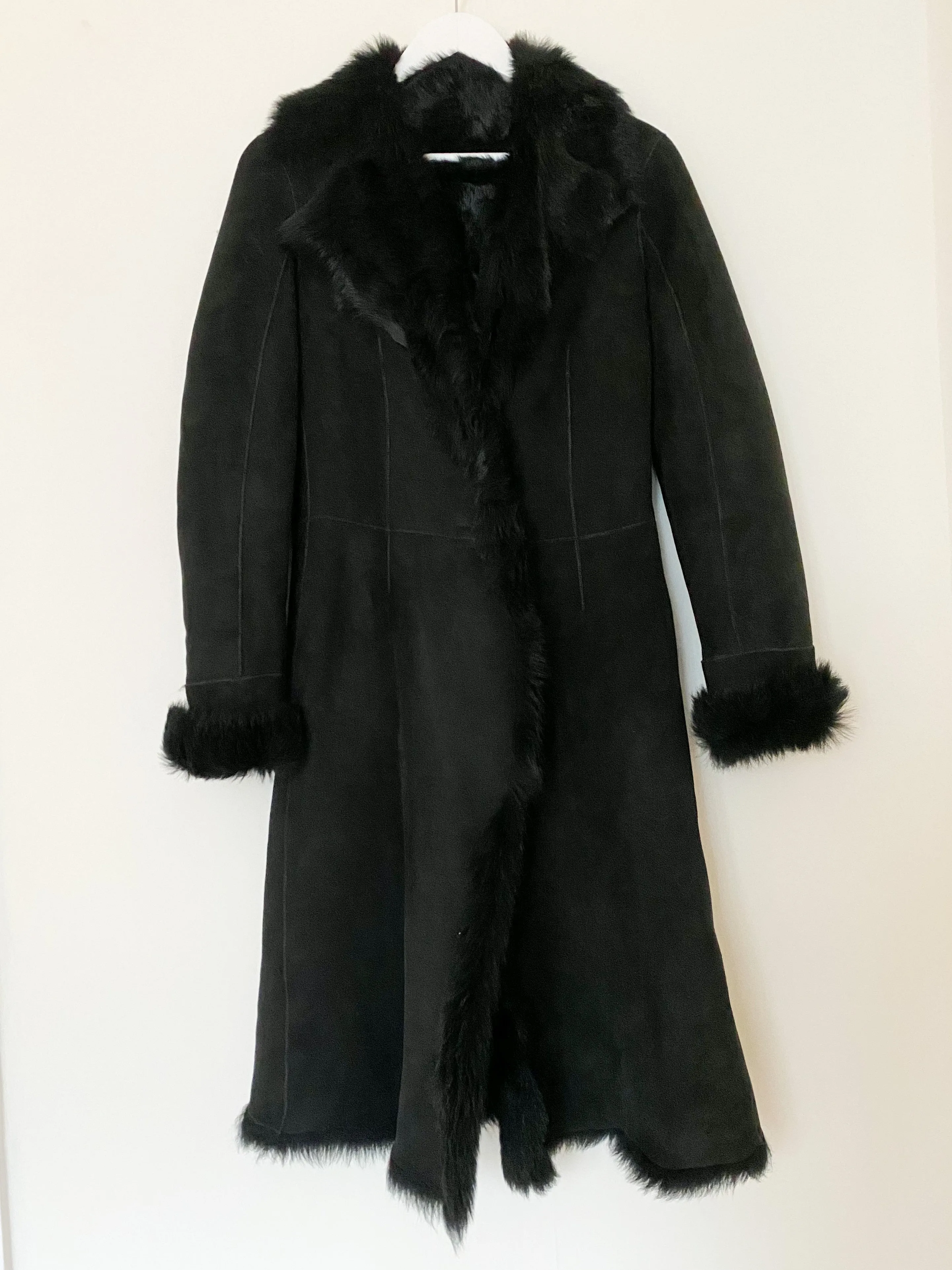 Black Toscana Shearling Maxi Coat