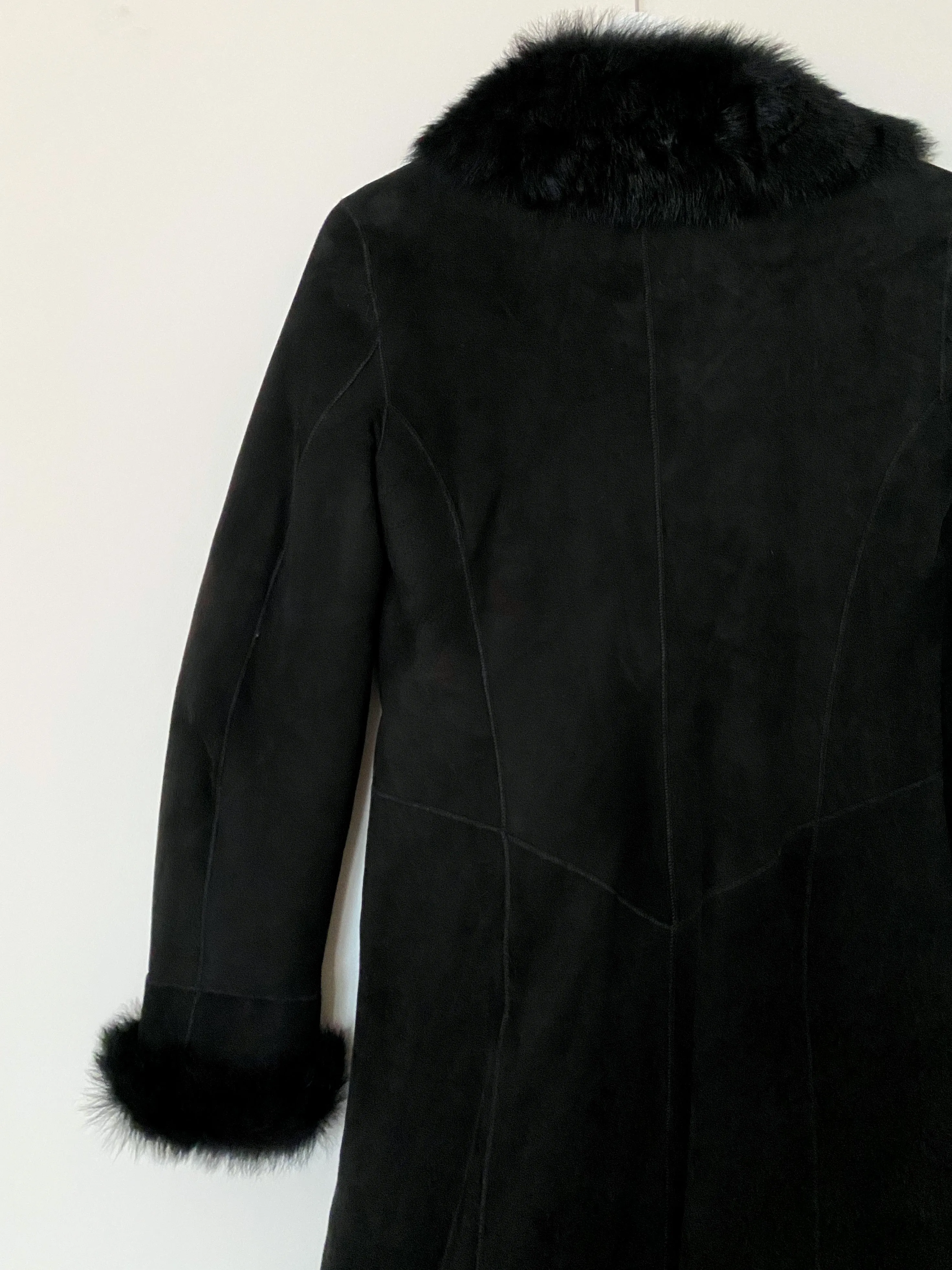 Black Toscana Shearling Maxi Coat