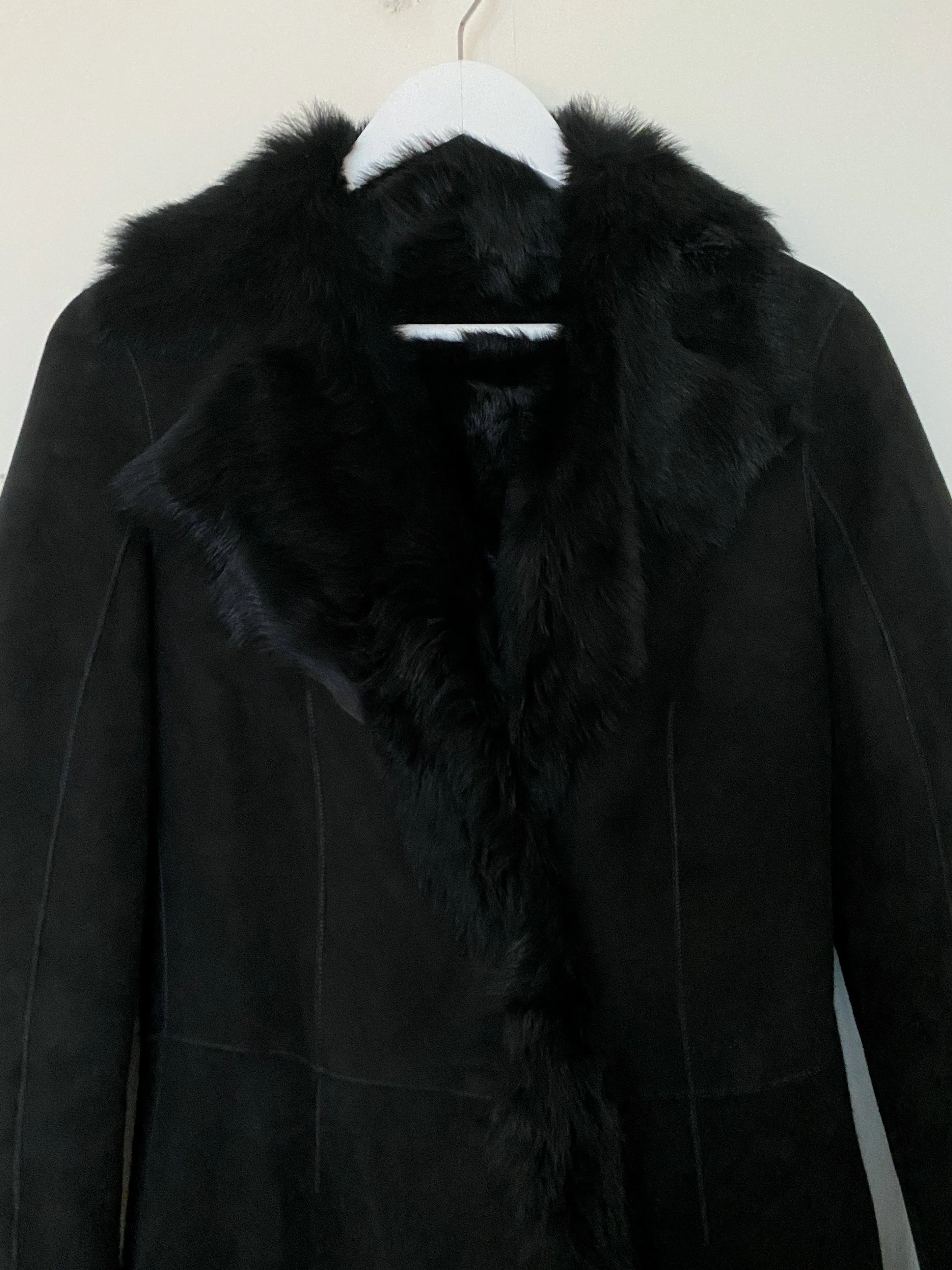 Black Toscana Shearling Maxi Coat