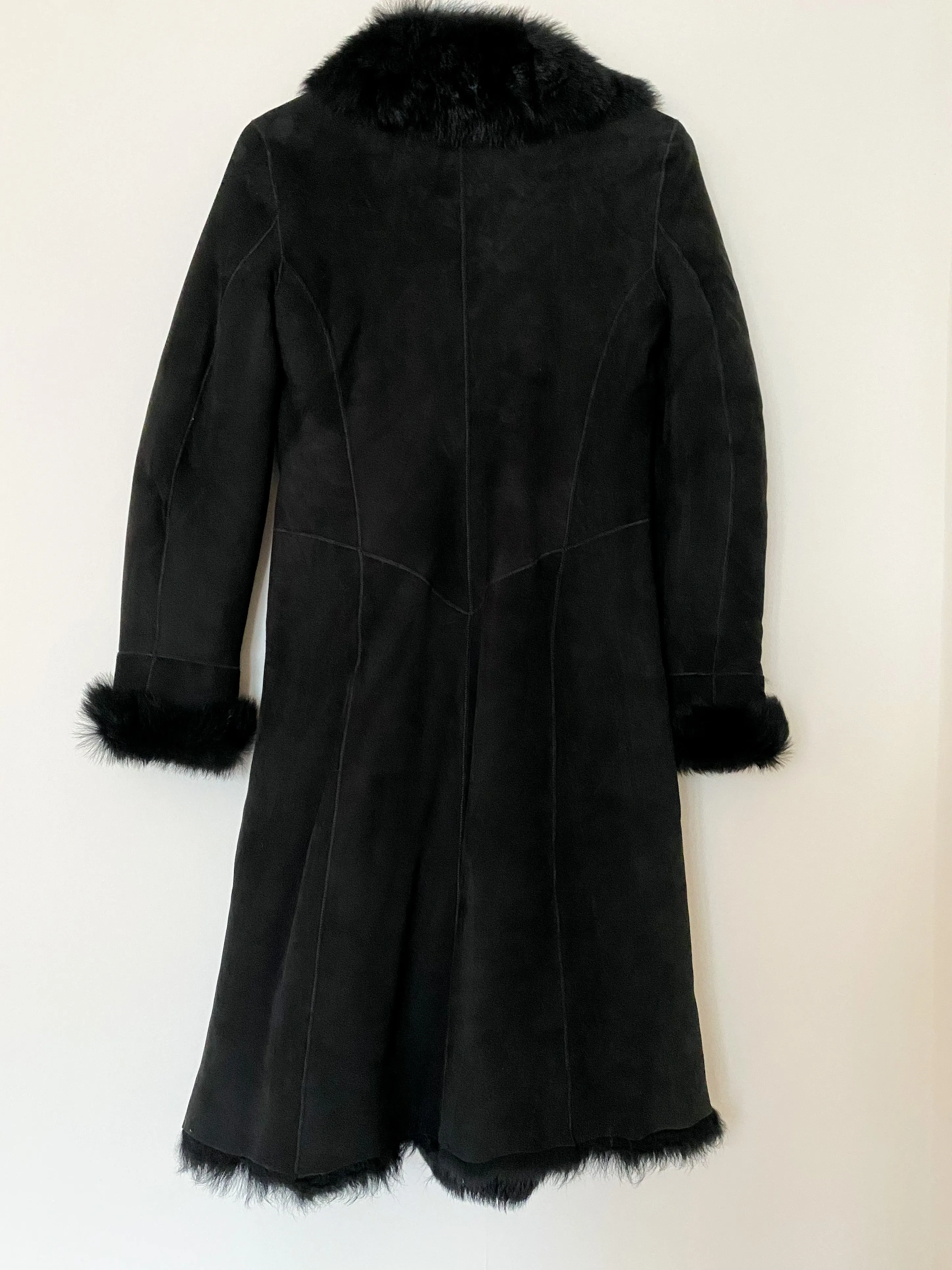 Black Toscana Shearling Maxi Coat