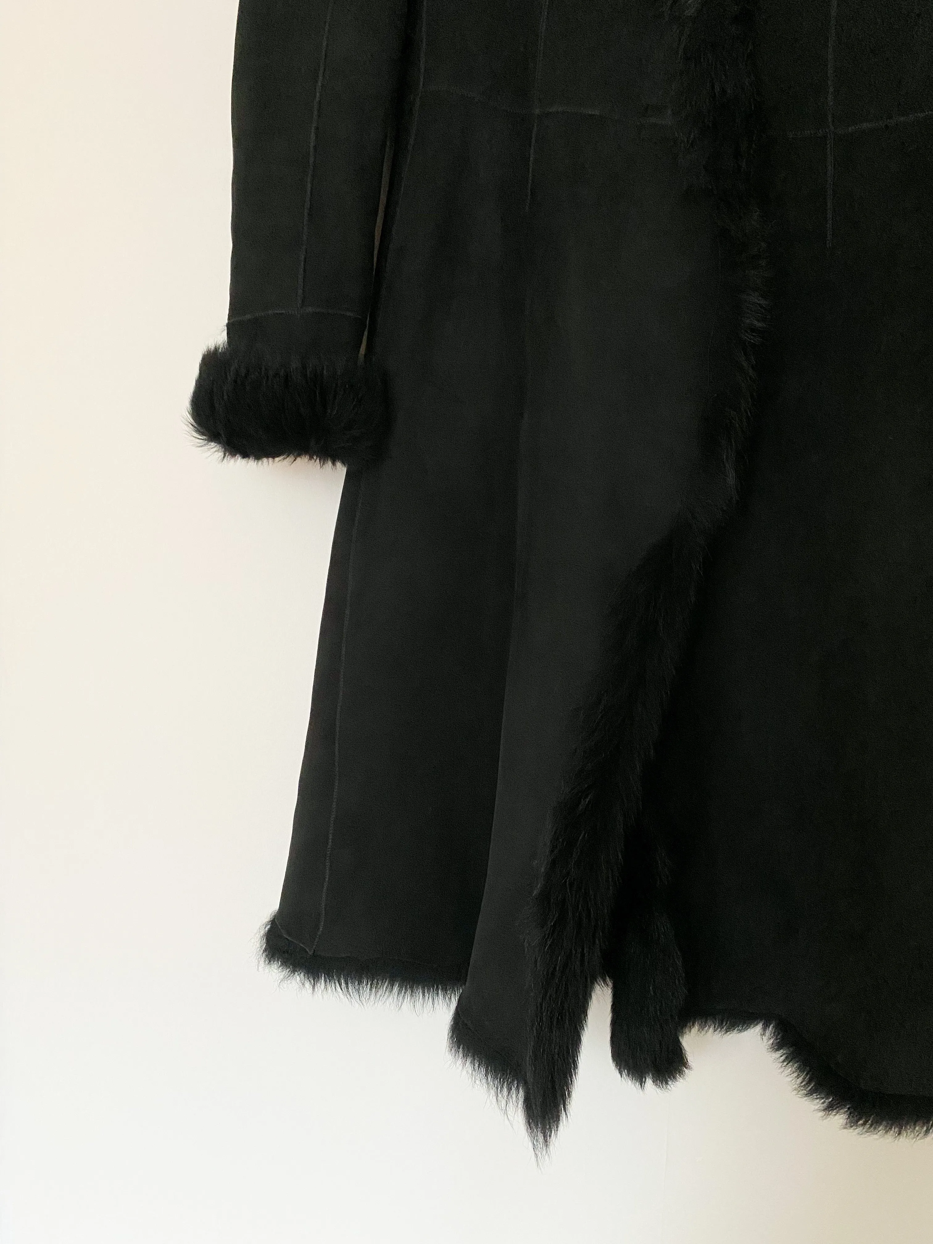 Black Toscana Shearling Maxi Coat