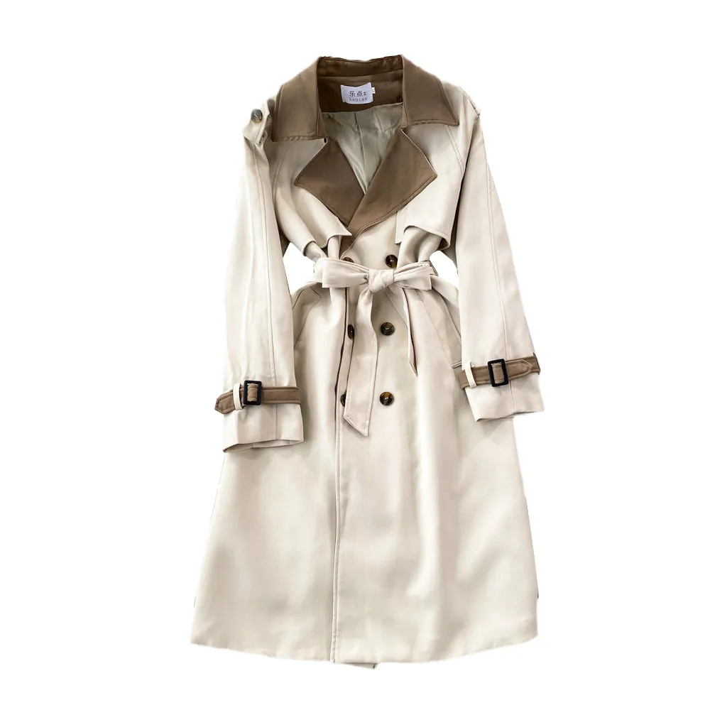 Blazer Collar Knee-length Trench Coat