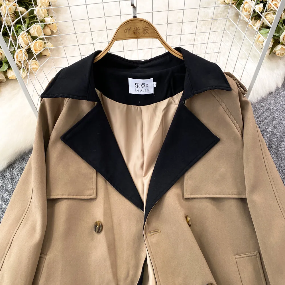 Blazer Collar Knee-length Trench Coat