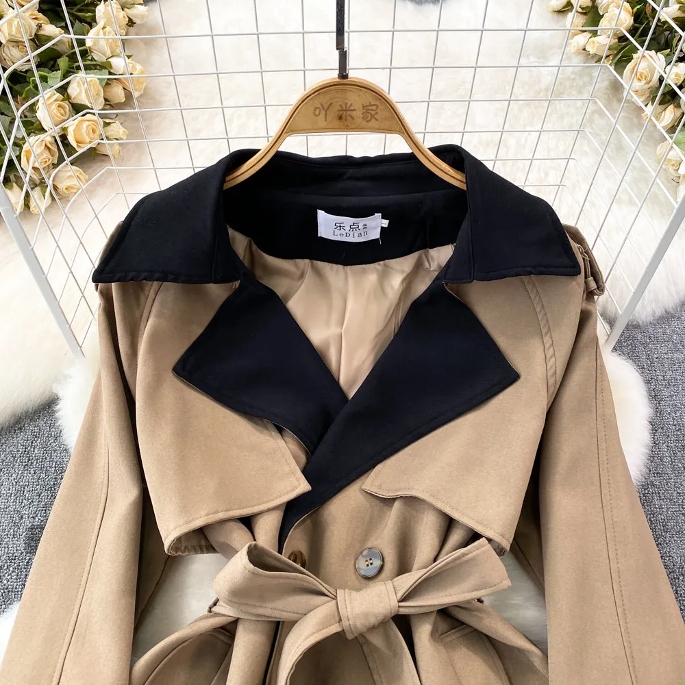 Blazer Collar Knee-length Trench Coat