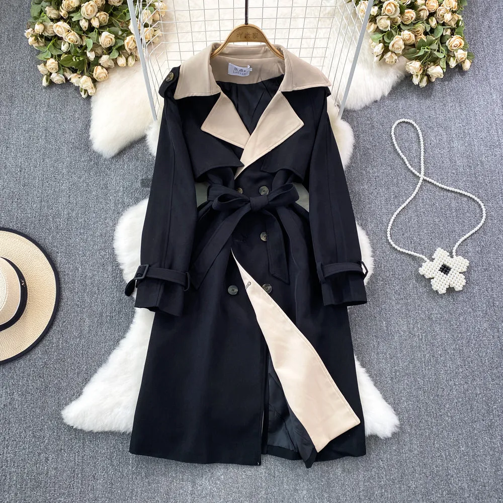 Blazer Collar Knee-length Trench Coat