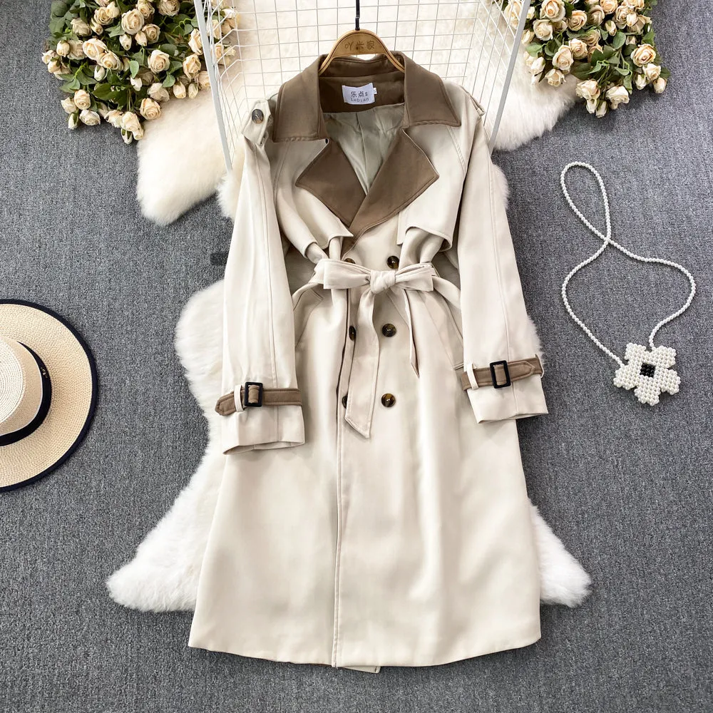 Blazer Collar Knee-length Trench Coat