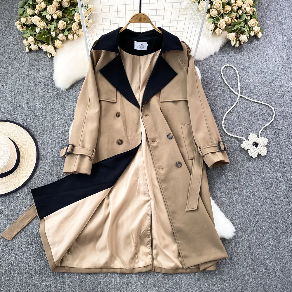 Blazer Collar Knee-length Trench Coat