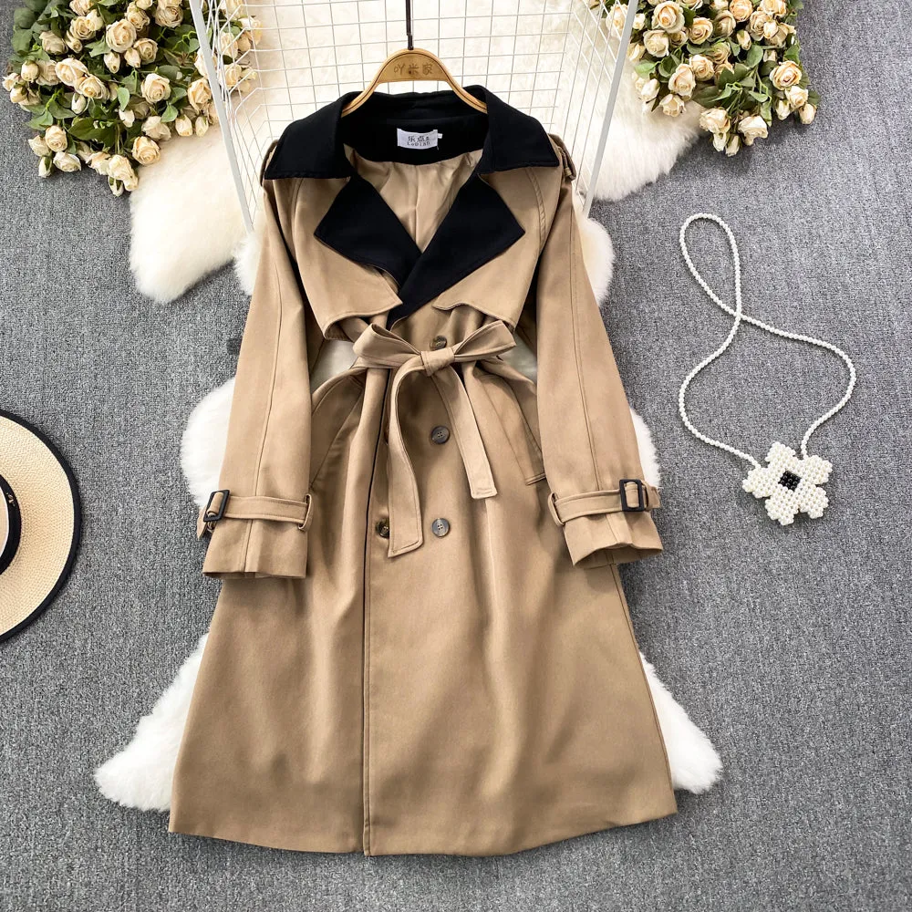 Blazer Collar Knee-length Trench Coat