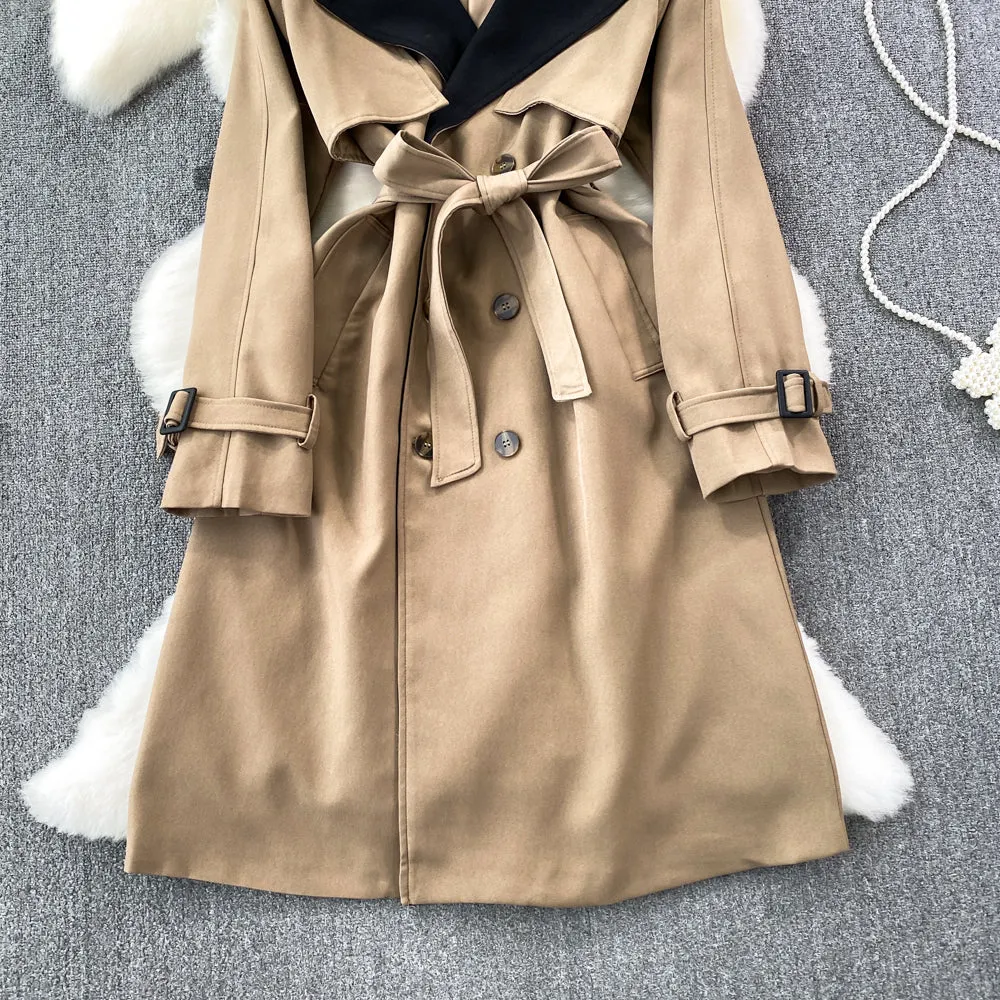 Blazer Collar Knee-length Trench Coat