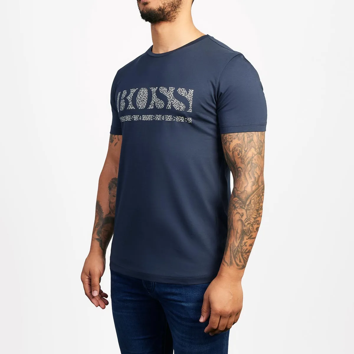 BOSS Tee Pixel T-Shirt in Navy