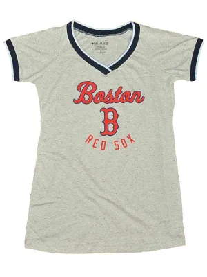 Boston Red Sox SAAG Women Maternity Natural Soft Triblend V-Neck T-Shirt