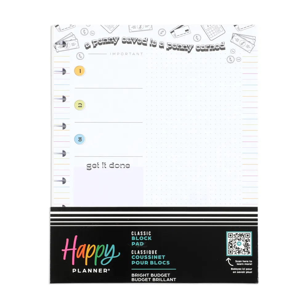 Bright Budget - Classic Block Notepad - 100 Sheets