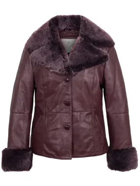 Burgundy Shearling Leather Jacket