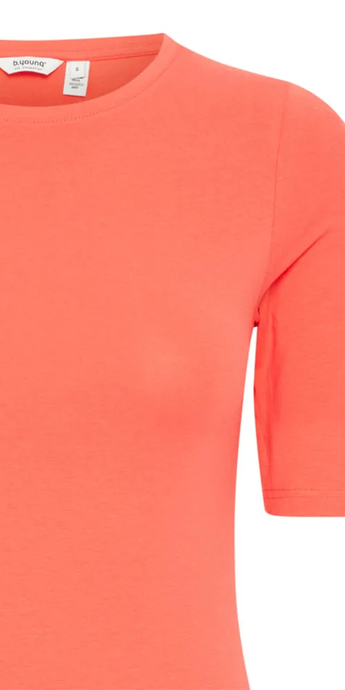 B.Young Fitted Half Sleeve Tee, coral