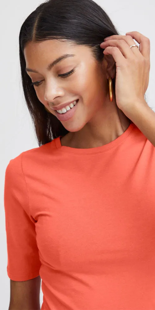 B.Young Fitted Half Sleeve Tee, coral