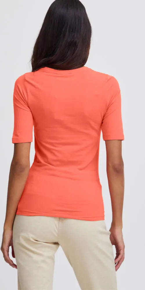 B.Young Fitted Half Sleeve Tee, coral