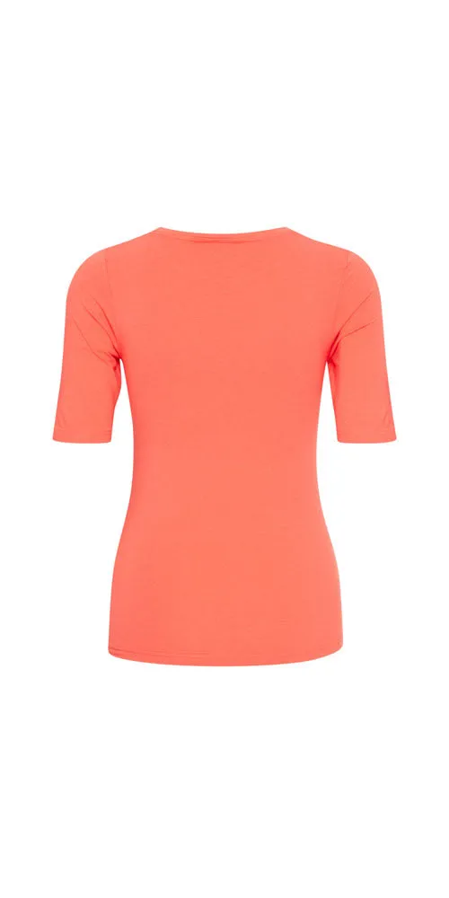 B.Young Fitted Half Sleeve Tee, coral