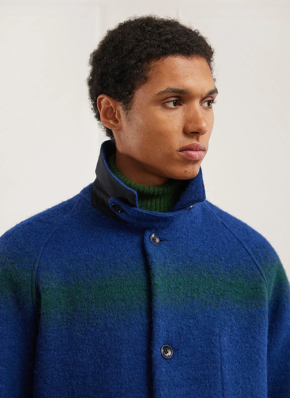 Car Coat | Gradient Wool | Blue with Forest