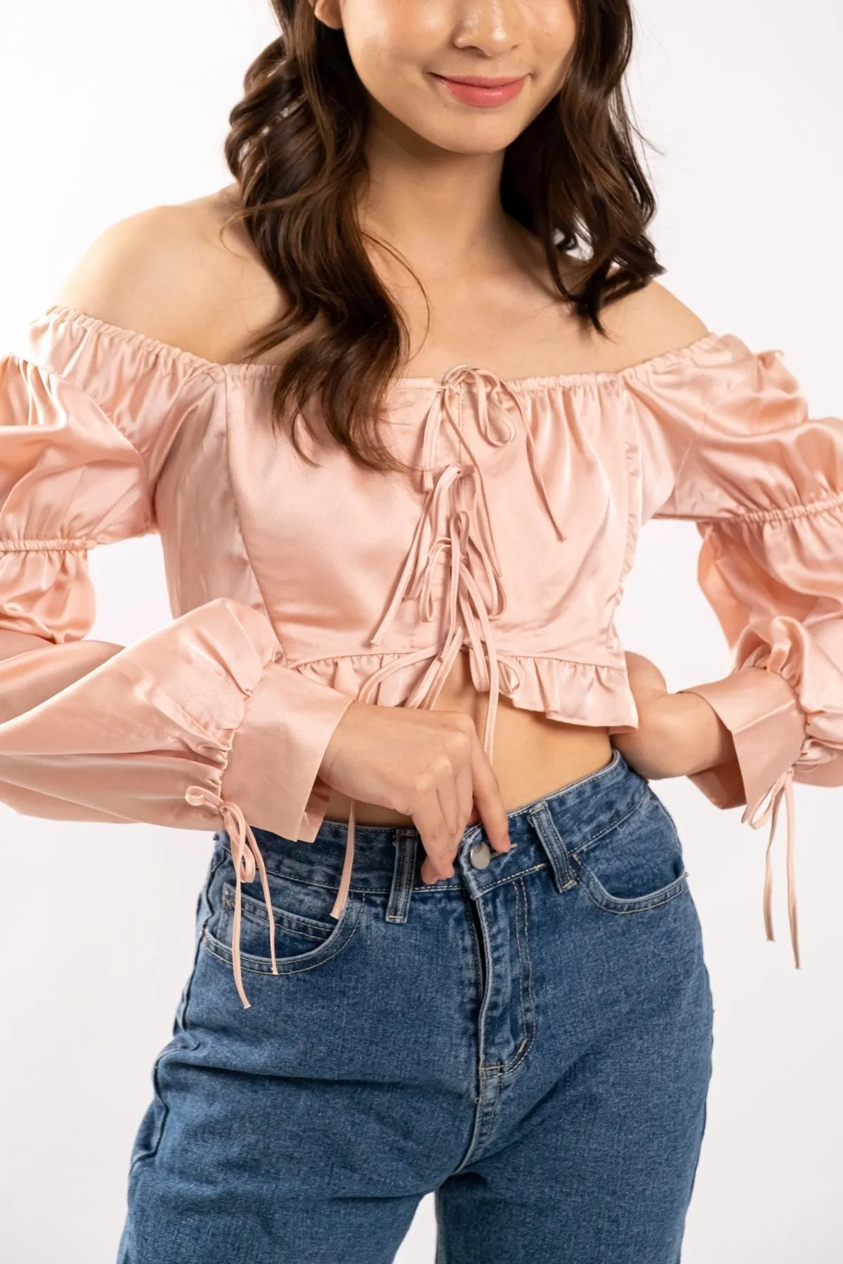 Carly Silk Top (Champagne Pink)