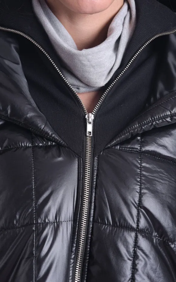 Casual Black Puffy Coat