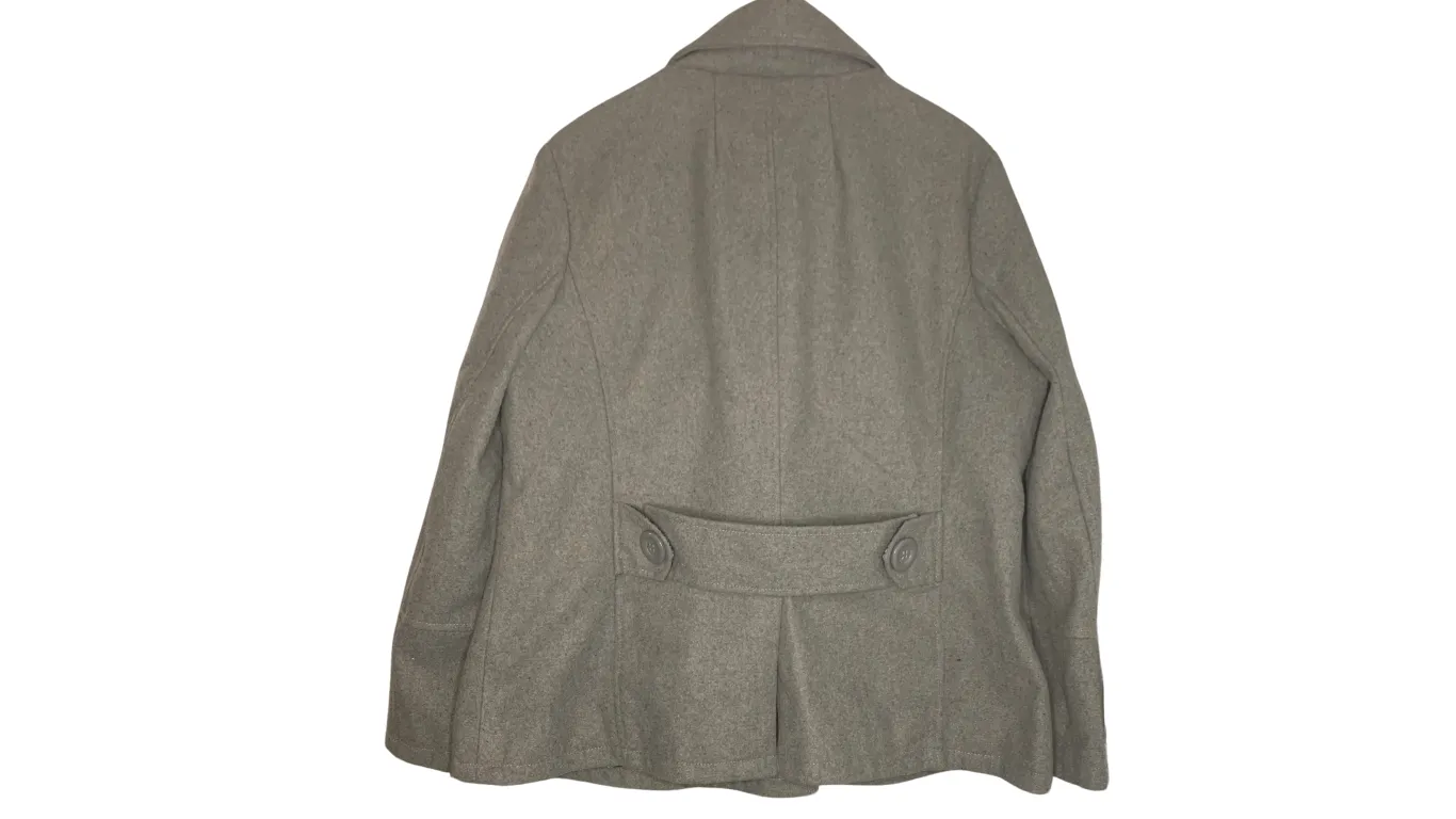 Classic Gray Double-Breasted Peacoat, M/L