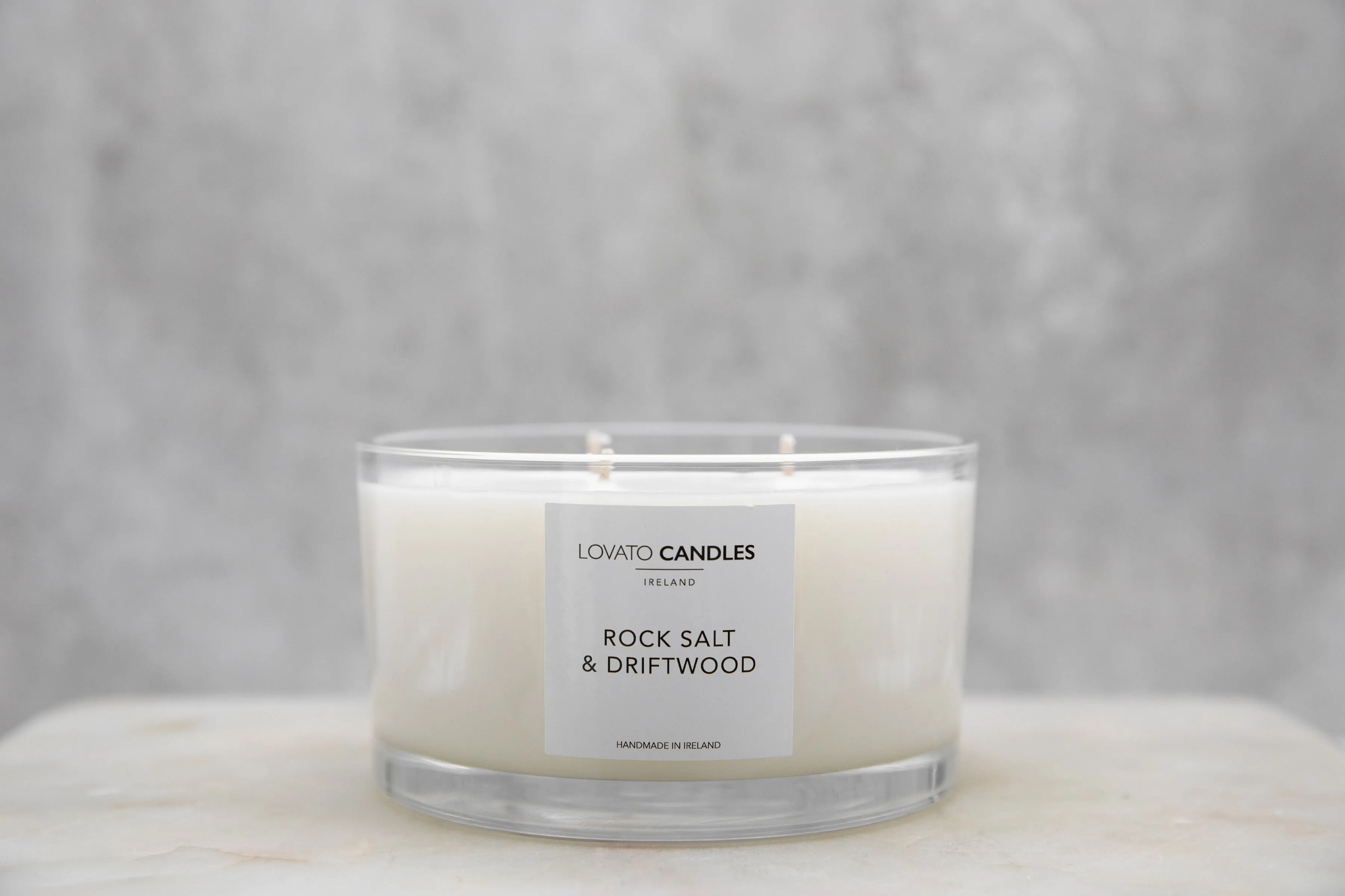 Clear 3-Wick Candle - Rock Salt & Driftwood