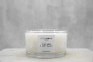 Clear 3-Wick Candle - Rock Salt & Driftwood