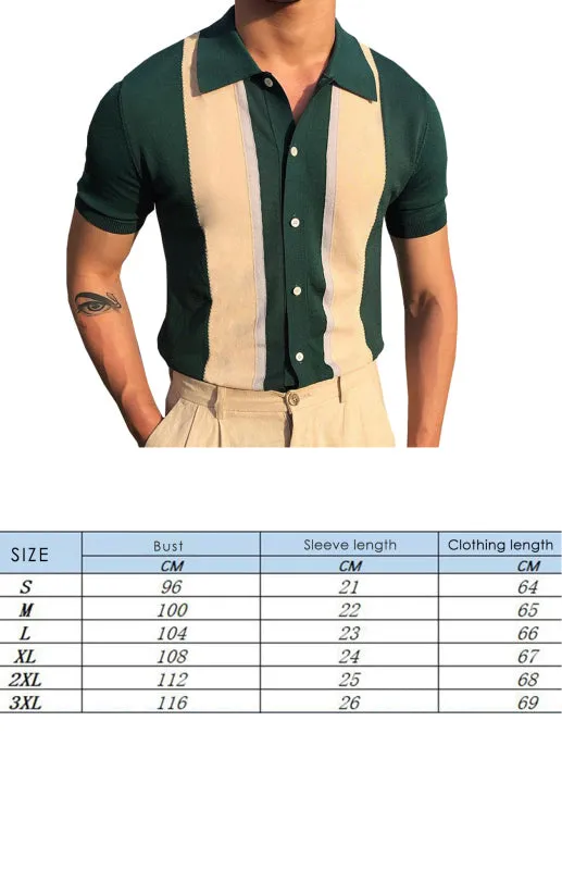 Collision T-Shirt Single-Breasted Cardigan Knitted Short-Sleeved Polo Shirt