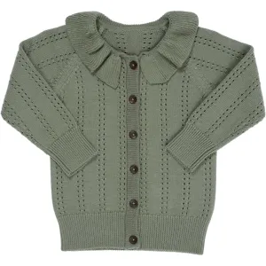 Copenhagen Colors Sage Green Merino Pattern Cardigan w. Collar