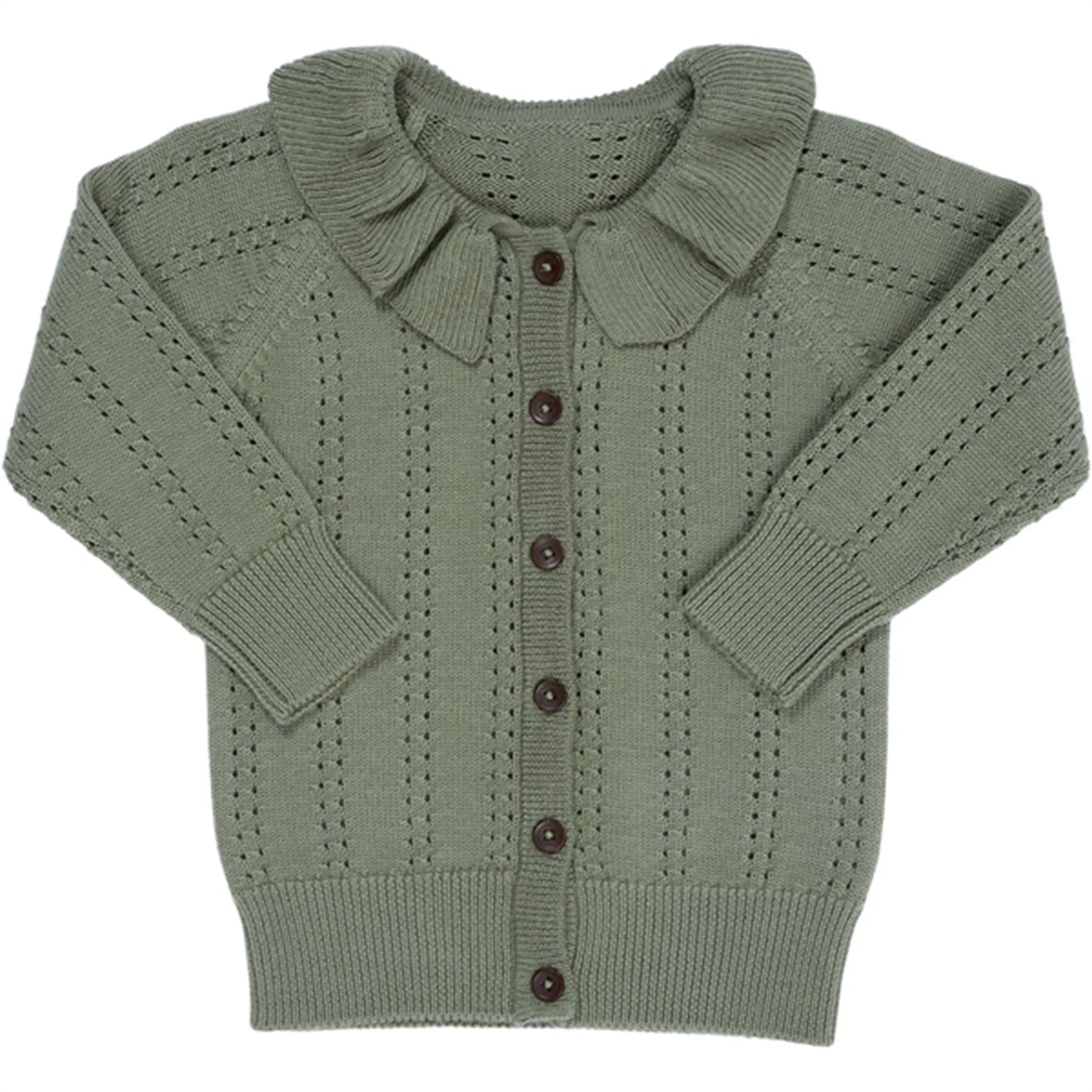 Copenhagen Colors Sage Green Merino Pattern Cardigan w. Collar