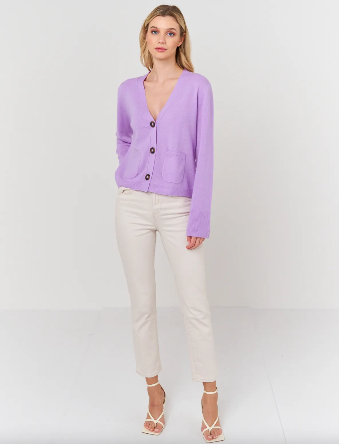 Crochet Back Cardi - Lilac