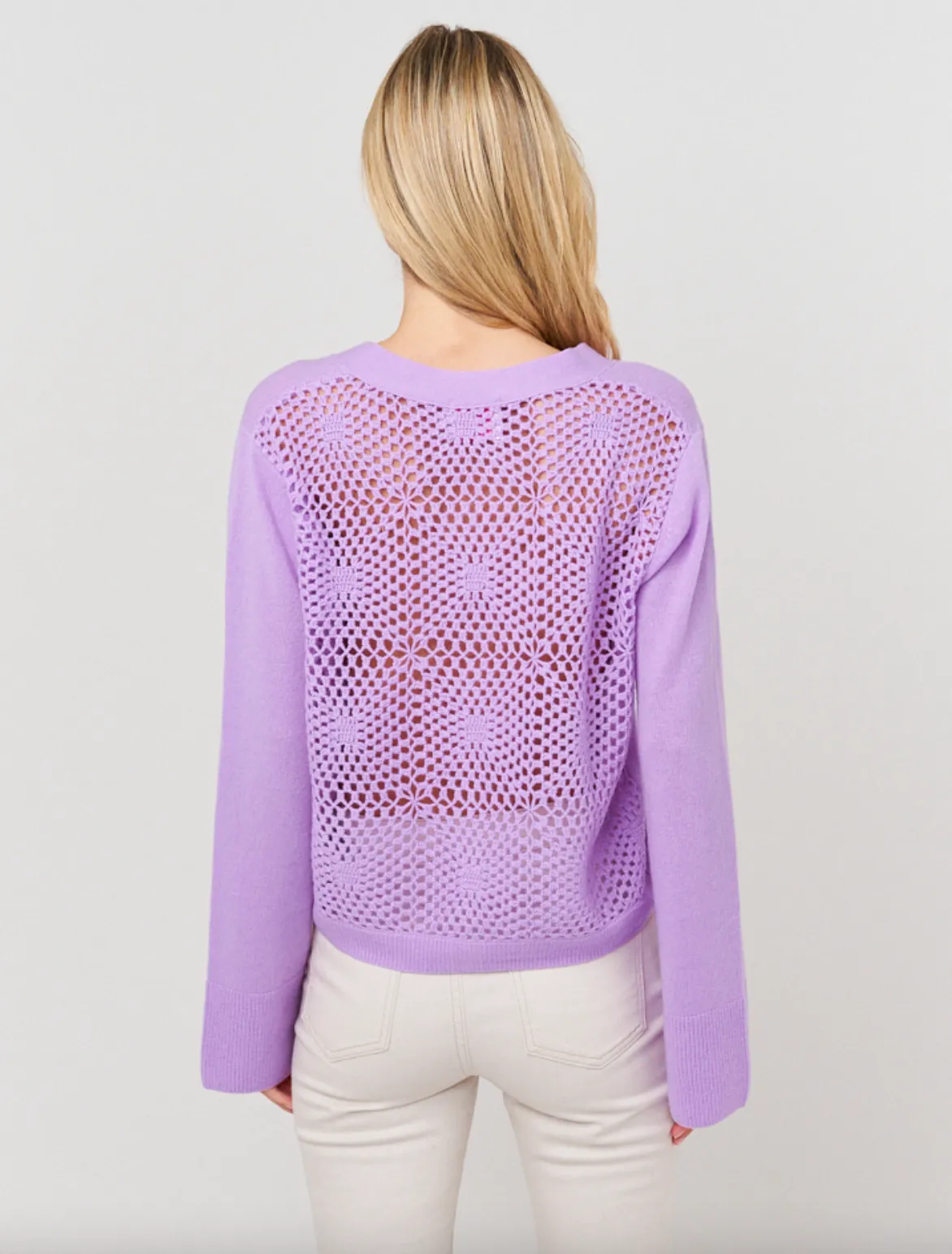 Crochet Back Cardi - Lilac